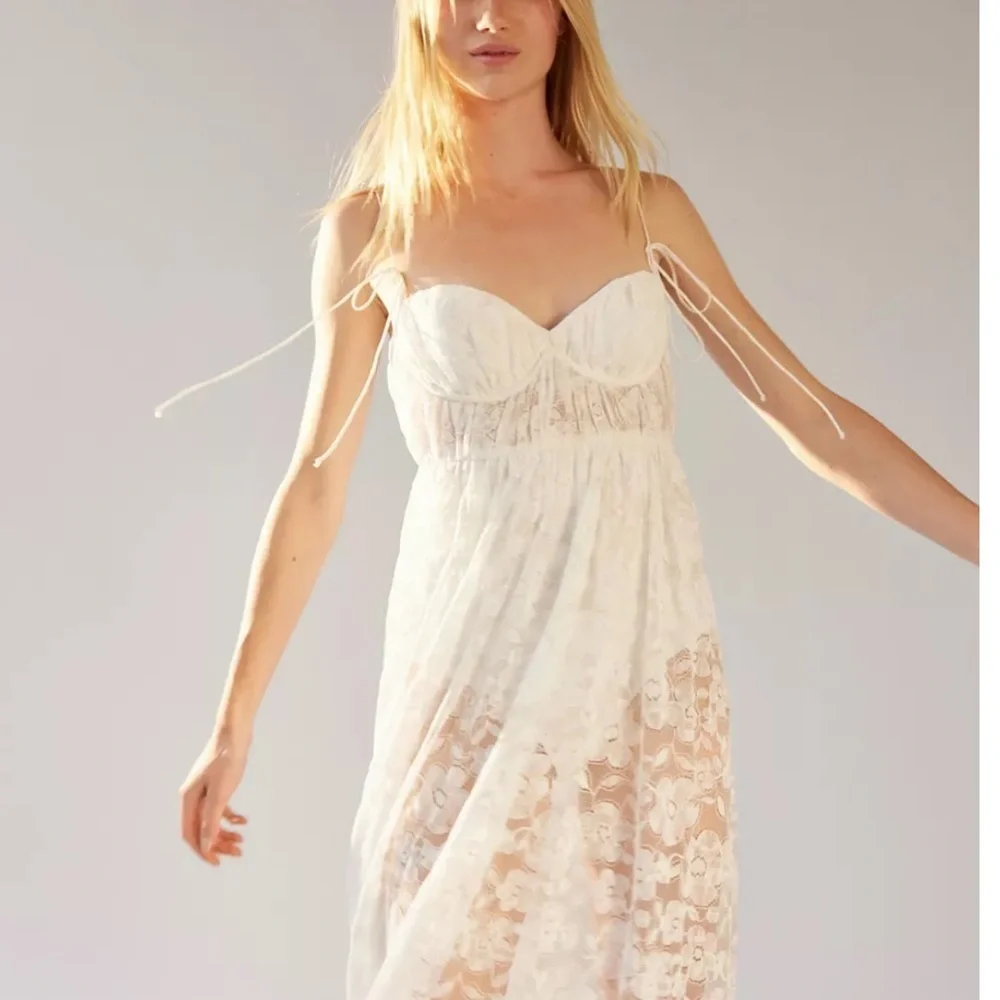 For Love & Lemons Lorena Lace Sheer Maxi Dress - Picture 1 of 5